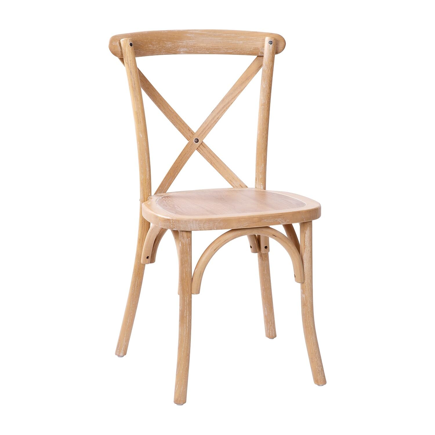 Flash Furniture Advantage Driftwood Stackable X-Back Chair With Solid Elm Wood Construction